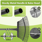 INFLATION Garden Rake for Leaves Heavy Duty Women Men Grandpas for Lawns,79” Length 18” Width Adjustable 25 Tines Sturdy Metal Yard Leaf Rakes with Non-Slip Comfortable Smooth Long Handle