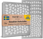 Nordhus Design Swedish Dishcloths, 5 Cloths, Made in Sweden - Reusable, Washable Cellulose Cotton Kitchen Cloths - Replace Paper Towels, Wipes, Sponges, Dish Rags