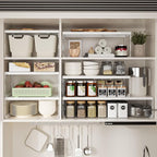 Jojocross Adjustable Stackable Metal Storage Shelf Organizer - Expandable Wire Rack with Perforations for Kitchen, Pantry, Bathroom, Cabinet & Office-Compact, Durable & Sturdy (2PACKS/Large/White)
