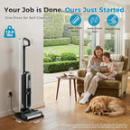 OLIXIS Wet Dry Vacuum Cleaner, Cordless All-in-One Vac Mops, Vacuum Mop with Self-Cleaning System, Dual Water Tank Design, Tangle-Free Brush, Dual-Edge Cleaning, 35-Min Runtime