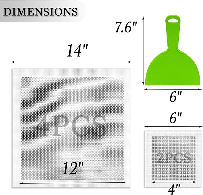6-Pack Drywall Repair Kit - Heavy Duty Aluminum Self-Adhesive Mesh Patch Set Including 4P 12 x12 Inch & 2P 4x4 Inch Drywall Patch, with Scraper for Large Holes in Walls & Ceilings