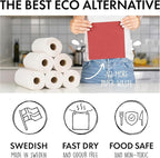 SUPERSCANDI 6 Pack Swedish Dishcloths for Kitchen - 100% Biodegradable & Compostable Reusable Paper Towels Washable, Food-Safe & Without Plastic - Dish Rags Suitable for Any Surface, Brown
