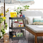 SPACEKEEPER Rolling Storage Cart 3 Tier Bathroom Cart Organizers with Wheels Laundry Room Organization Mobile Shelving Unit Utility Cart Storage Shelves Multi-Functional for Office, Home, Black