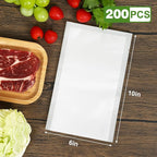 Moretoes 200pcs Vacuum Sealer Bags, Pint 6" x 10", BPA Free, Pre-cut Commercial Grade Vac Seal Meal Bags for Food Saver Storage, Meal Prep or Sous Vide
