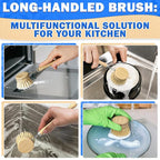 5 Pcs Bamboo Dish Brush Set – Wooden Dish Brush with Ergonomic Handle for Scrubbing Pots and Pans – Durable, Scratch-Free Bristles for Effective Dishwashing & Easy Grip for Comfortable Use