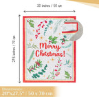 Maison d' Hermine Kitchen Towels Set of 3 100% Cotton 27.50" x 20" Reusable Cloth Tea Dish Towels Absorbent with Hanging Loop for Kitchen, Home, Dining, Cocktail Parties (Poinsettia Christmas)