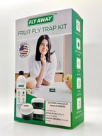 Fly Away - Fruit Fly Trap Kit: 3X Reusable Fruit Fly Traps for Indoors + 12 oz. Liquid Bait. Fast Acting. Attractive Design, Perfect for Homes, Bars and Restaurants. 270+ Day Supply. Made in USA