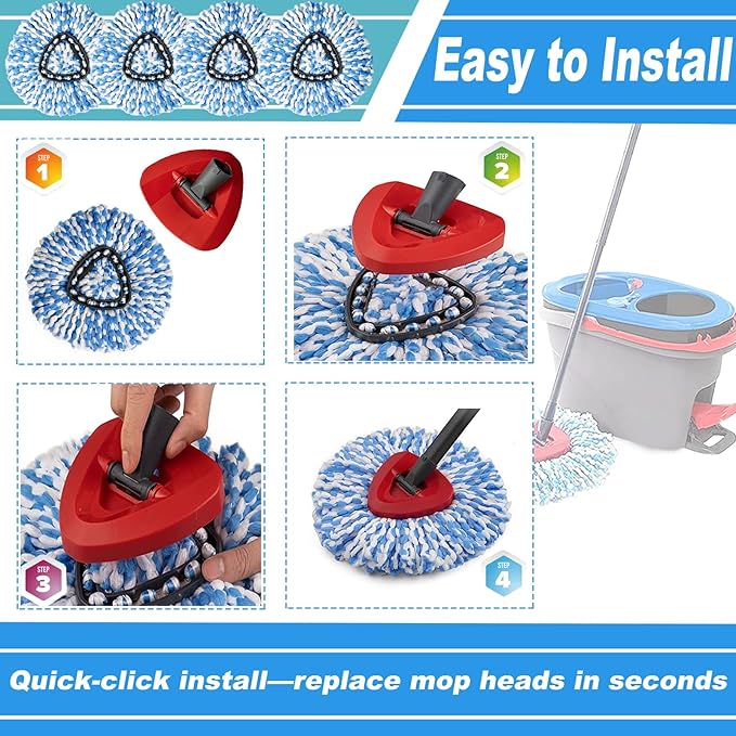 16 Pack Spin Mop Replacement Heads, Only Fit for RinseClean 2-Tank System, 100% Microfiber Spin Mop Refill Head,Spinning Mop Head Replacement for Floor Cleaning