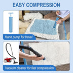 Fygrip Vacuum Storage Bags with Hand Pump, Plastic Packaging Bags, 80% Space Saver Vacuum Seal Bags for Clothing, Travel Lugggage, Blankets, Comforters, 16 Combo