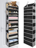 ULG Over The Door Organizer with 6 Large Pockets 12 Side Pockets, 50lbs Weight Capacity Door Hanging Organizer for Bedroom, Bathroom Black