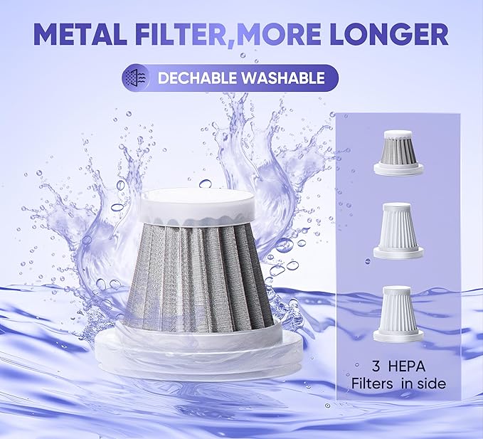 Car Vacuum Portable Cordless 3 in 1 Handheld Car Vacuum 15000PA High Power with Brushless Motor,5200mAh withType-C Charing Small Vacuum Cleaner Portable Cordless,SW101Blue Yellow