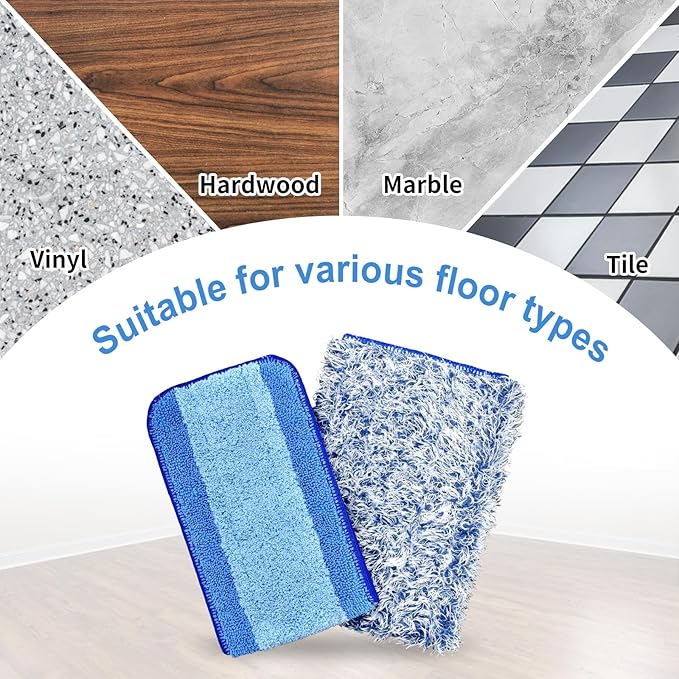 4 Pack Microfiber Cleaning Pad for Bona Mop Safe for Hardwood & Hard Surface Floors Dry Wet Floor Cleaning - Includes 2 Microfiber Cleaning Pad and 2 Dusting Pad - Microfiber Mop Pads for 18Inch Mop
