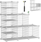 Wire Cube Storage Organizer, 6 Cubes Converted into 7 Cubes, Sturdy Metal Grids Storage Shelf Closet Shelving Units and Storage, Shelves for Bedroom LIvingroom Office