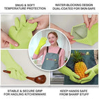 Reusable Waterproof Household Dishwashing Cleaning Rubber Gloves, Non-Slip Kitchen Glove (Green, Large (Pack of 3))