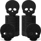 Tioncy 12 Pack Skull Sponges Bulk Gothic Dual Sided Scrubber Black Skull Sponges Reuseble Non Scratch Dishwashing Kitchen Cleaning Accessories for Cookware Pot Boiler Pan Household