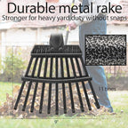 Garden Leaf Rake for Leaves with 32 Gallon Lawn and Leaf Bags & Leaf Scoops, Adjustable 11 Tines 9" Wide Small Adult Kids Lawn Shrub Yard Landscape Metal Rake Heavy Duty Long Handle 30-60