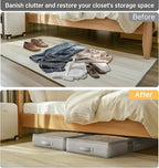 Under Bed Storage Containers with Window, Closet Organizers and Storage Bags, Foldable Underbed Storage Bags for Blankets, Clothing, Comforter, Linen Sheets, Wrapping Paper, 1 Pack, Grey