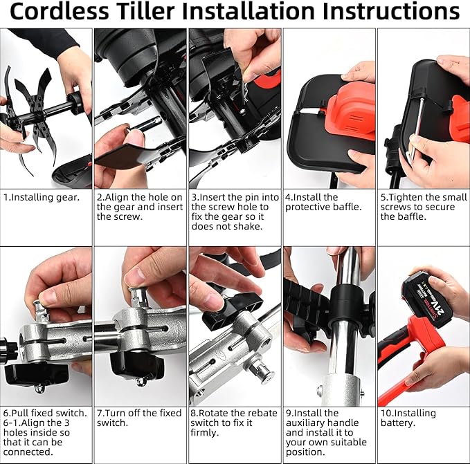 Brushless Cordless Tiller for Gardening,400 RPM Cultivators for Gardening Has Battery Capacity Display with 4.0 Ah Battery, Rototiller 11 in Tilling Width, 6 in Depth by SHINTYOOL