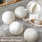Wool Dryer Balls, Organic Wool Balls for Dryer Laundry Balls for Dryer Reusable 6P Reducing Clothing Wrinkles,Saving Drying Time and Fabric Fluffier 100% New Zealand Wool Lint Balls