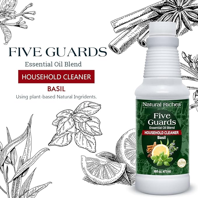 Natural Riches Household Cleaner Concentrate Five Guards with Basil from The Tales of stories of French Thieves Essential oil Blend household cleaner - 16 fl oz