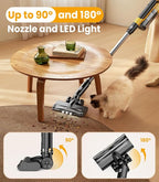 8000mAh Cordless Vacuum with Extra Battery, 700W Brushless Vacuum Cleaners for Home, 6 in 1 Electric Stick Vacuum withwith Hepa Filter, Best Cordless Vacuum for Pet Hair /Carpet Hardwood Floor/Dorm