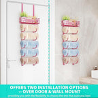 HapiRm Towel Racks for Bathroom Storage - 6 Tier Over The Door & Wall Mount Rolled Towel Storage Organizer Holder with Metal Shelf Basket for Small Bathroom, Camper, Rv - Pink, Patented