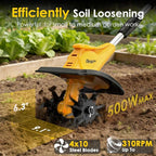 Cordless Tiller Cultivator for DEWALT 20V MAX Battery (Tool Only), 310RPM Electric Rototiller Garden Tool with 40 Steel Tines, 9.1In Tilling Width & 6.3In Depth Tiller for Gardening, Folding Design