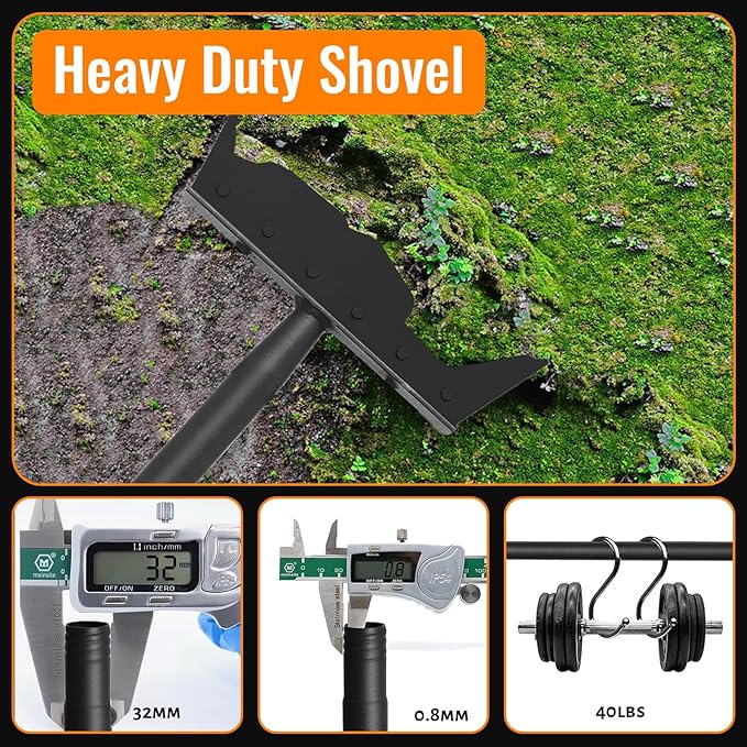 Garden Flat Shovel Scraper, Multifunctional Garden Cleaning Shovel with 59 Inch Long Handle, Heavy Duty Outdoor Floor Scraper for Weed Cleaning,Trenching,Edging and Removing Snow,Ice,Weeds,Dirty,Moss
