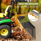 GAOMON Pine Straw Rake 72 Inch , 30 Coil Spring Tines Durable Powder Coated Steel Tow Behind Landscape Rake with 3 Point Hitch Receiver Attachment Fit to Cat0 Cat 1 Tractors for Leaves Grass