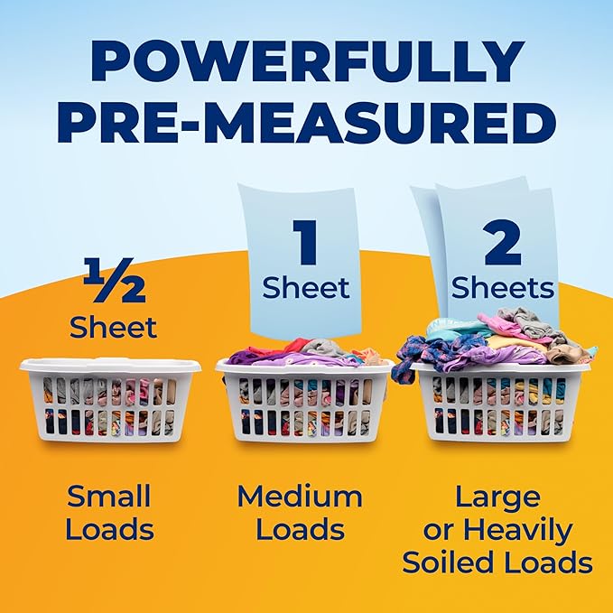 Arm & Hammer Power Sheets Laundry Detergent, Fresh Linen 50ct, up to 100 Small Loads (Packaging may vary)