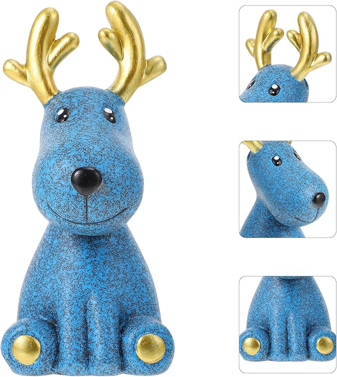 KALLORY Deer Eyeglasses Stand Decorative Glasses Storage Rack Resin Tabletop Eyewear Organizer for Home Desk Display