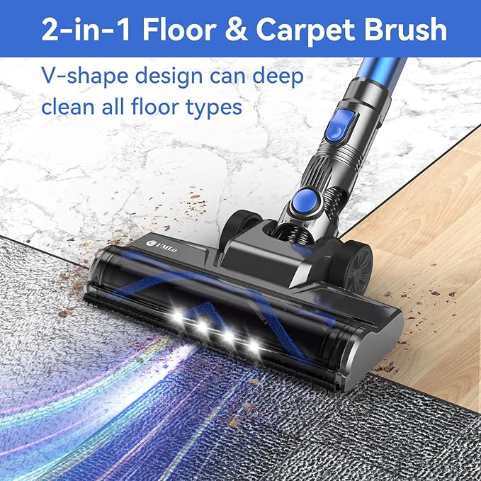 Cordless Vacuum Cleaner, 8-in-1 Lightweight Stick Vacuum with Powerful Suction, Self-Standing, 40 Mins Max Runtime, Rechargeable Vacuum Cleaners for Home, Hardwood Floor, Carpet, Pet Hair N3S