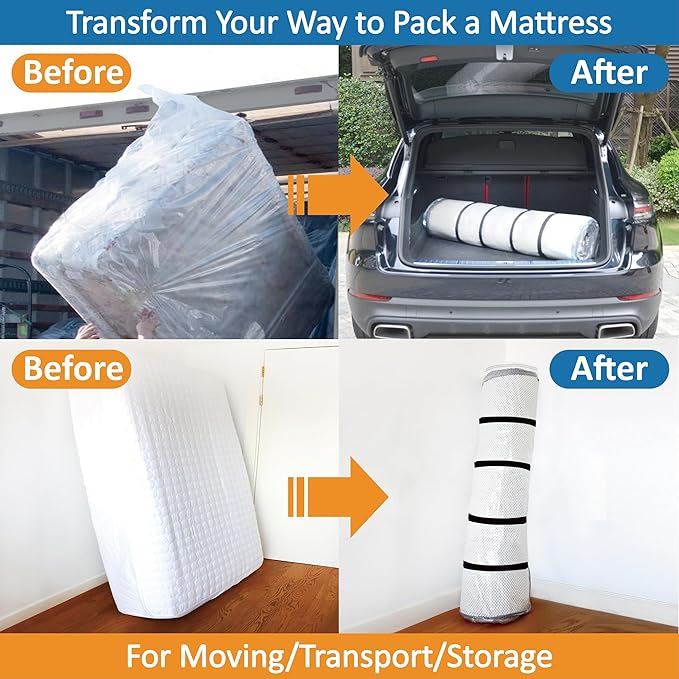 Storage Logic Foam Mattress Vacuum Bag for Moving, Storage, Vacuum Seal Mattress Bag with Straps (King/Cal-King)