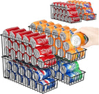 4-Tier Stackable Can Rack Organizer for Kitchen Pantry,Max Can Storage Holder,Durable Can Dispenser & Canned Goods Organizer for Fridge,Hold More 44 Cans, for Various Ounces of Canned Food Soda Drinks