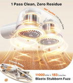 TORRAS Dual-Head Fabric Shaver, Longest Durability & 50ml Large Capacity Rechargeable Lint Removers to Remove Pills, 6-Leaf Blades Defuzzer, Electric Shaver for Clothes Couch Furniture, Pearl White