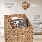 Wicker Hanging Storage Baskets (10.5"Lx6.5"Wx13"H), Set of 2 Wall Basket, Seagrass Basket, Wall Decor Baskets, Seagrass Woven Hanging for Organizing Files, Mails, Books, Accessories