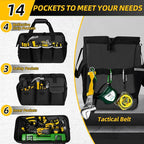 Tool Bag, Portable Tool Box Organizer Adjustable Shoulder Strap, Carry Tool Tote Heavy Duty Tool Storage Bag With Wide Mouth,Tool Bags for Men Mechanic EngineerGift - M, Black