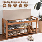 39.4in Shoe Rack Bench, Shoe Storage Bench with Lift Top Hidden Storage, Entryway Bench Holds Up to 330lb for Bedroom Living Room