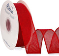 Ribbli Red Burlap Wired Ribbon, 1-1/2” Inch x Continuous 20 Yard, Red Wired Ribbon for Wreaths,Big Bows,Tree Decoration,Outdoor Decoration