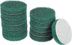 HARFINGTON 12pcs Scrubber Scouring Pads 180 Grits 3 Inch Drill Power Brush Hoop and Loop Surface Conditioning Disc Drill Scuffing Disc Scrub Pads for Home Kitchen Cleaning, Green