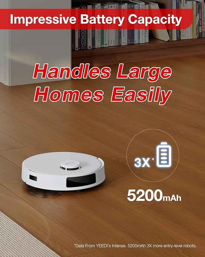 Yeedi C12 Robot Vacuum Cleaner and Mop, 8000Pa Strong Suction, ZeroTangle Brush, Smart Navigation, Self-Charging, White