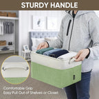 BALEINE 2 Pack Fabric Storage Bins for Shelves, Linen Storage Baskets for Organizing, Decorative Closet Bins for Clothes, Home (Green, 15''x11''x9.5'')