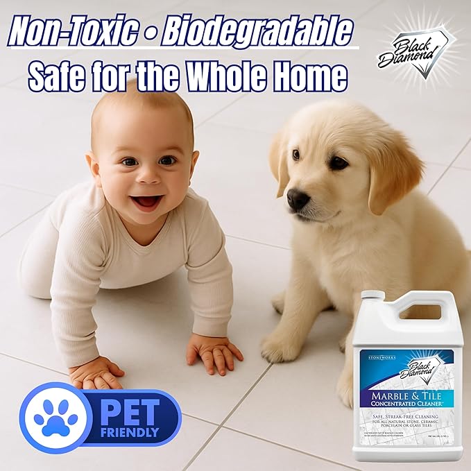 Black Diamond Stoneworks MARBLE & TILE FLOOR CLEANER. Great for Ceramic, Porcelain, Granite, Natural Stone, Vinyl and Brick. No-rinse Concentrate.(4-Gallons)