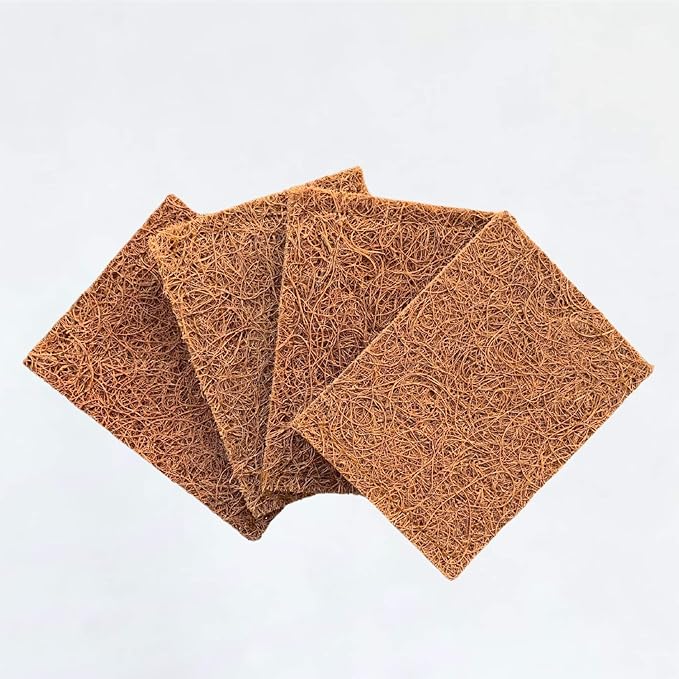 Marasol Soap Saver and Scrub Pad (4) | Coconut Fiber - Compostable | Plastic Free - Zero Waste | Bar Soap Holder | Tough Non-Scratch Scour Pad | Vegetable Brush | 4-Pack