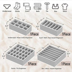Simple Houseware 4-Pack Drawer Organizer Set - Closet Dividers for Underwear, Socks, Bras, Scarves, Ties - Foldable Non-Woven Storage Boxes, Gray