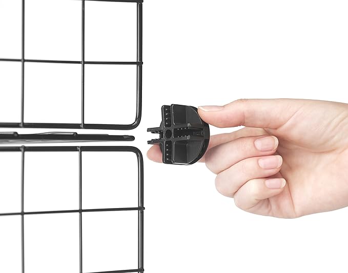 Whitmor Storage Cubes - Stackable Interlocking Wire Shelves - 14.25"D x 14.5"W x 14.5"H - Black (Set of 6)