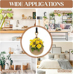 Wall Hanging Baskets for Organizing - 3 Pack Hanging Fruit Basket with 6 Pcs Strong Hooks, Handwoven Onion Storage Teardrop Home Onion Basket for Fruits Vegetable Potato Kitchen Storage(Light Linen)