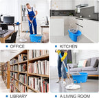 Spin Mop and Bucket with Wringer Set on Wheels, 360° Spinning Mop Bucket System with 3 Microfiber Mop Replacement Heads and 61" Stainless Steel Adjustable Handle for Floor Cleaning (25QT)