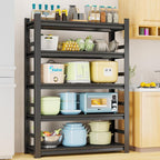Kitchen Storage Shelves, 72" H × 48" W Heavy Duty Shelving Unit, 5-Tier Adjustable Pantry Shelf, Food and Beverage Storage Shelves, Durable Metal Shelving, Appliance Storage, Black