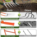 5-Tine Broadfork, 50" Broad Fork Garden Tool Heavy Duty Digging Pitch Fork with H-Shaped Design for Gardening, Farm Cultivating, Loosening Soil